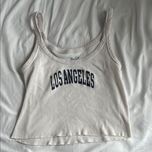 Brandy Melville White Ribbed 'Los Angeles' Cropped Tank